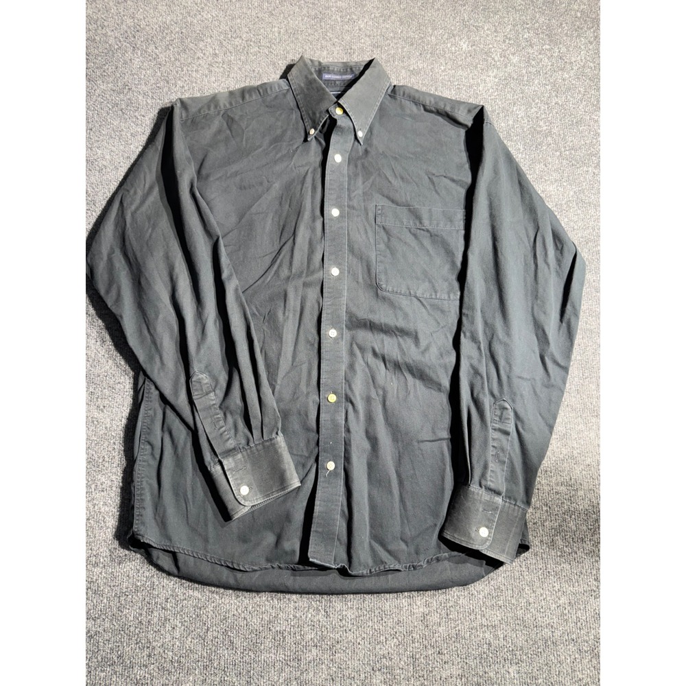 Oleg Cassini Salute Mens Black 100%‎ Combed Cotton Button Down Shirt Large